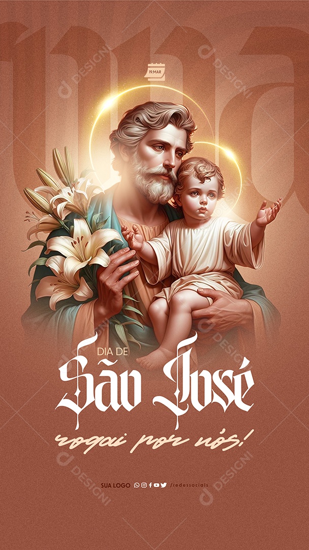 Story Dia de São José Rogai por Nós Social Media PSD Editável