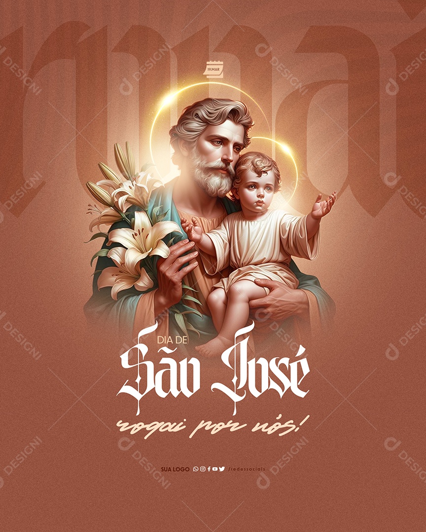 Dia de São José Rogai por Nós Social Media PSD Editável