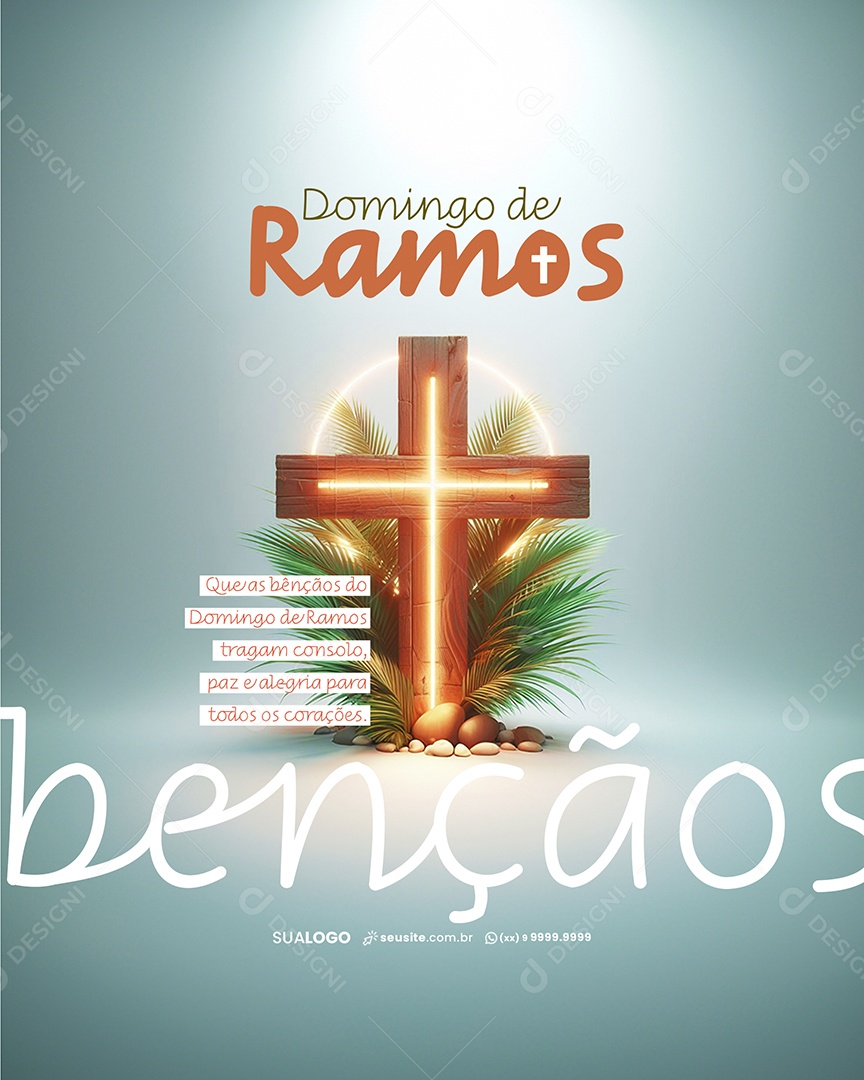 Domingo de Ramos Paz e Alegria Para Todos os Corações Social Media PSD Editável