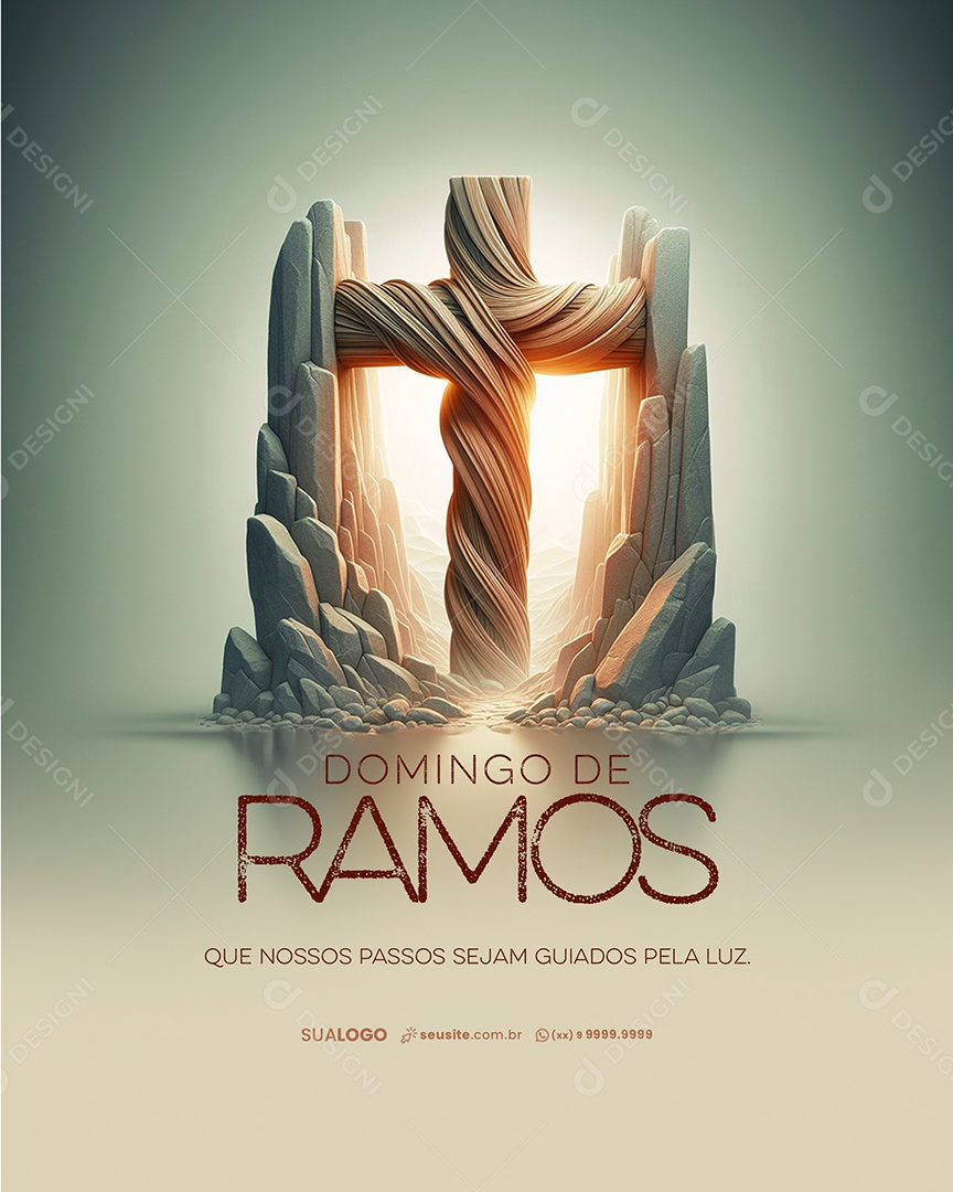 Domingo de Ramos Passos Guiados Pela Luz Social Media PSD Editável