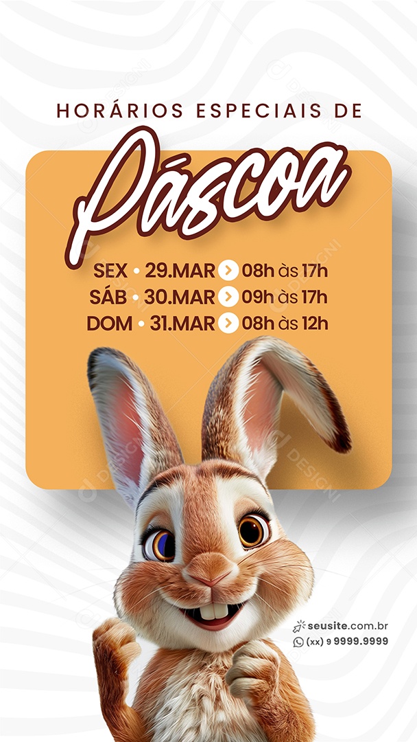Story Páscoa Horários Especiais Social Media PSD Editável