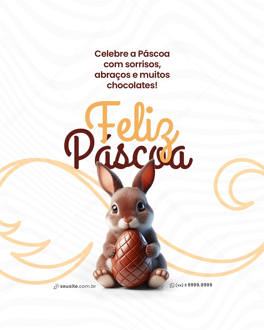 Páscoa Abraços e Muitos Chocolates Social Media PSD Editável