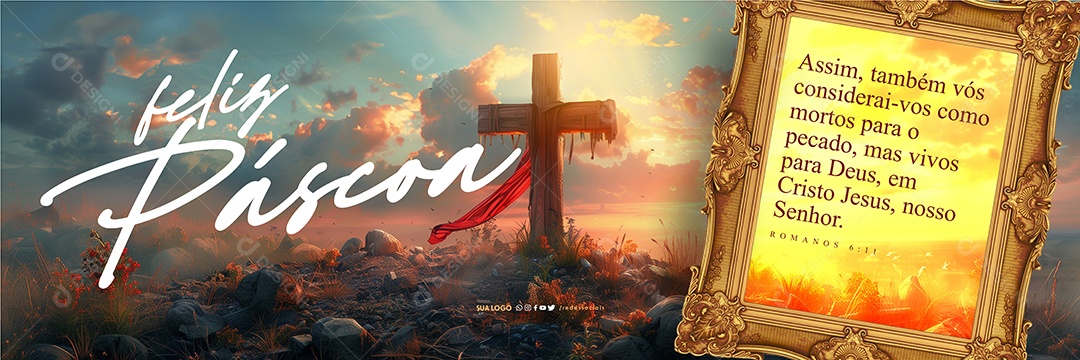 Carrossel Páscoa Vivo para Cristo Jesus Social Media PSD Editável