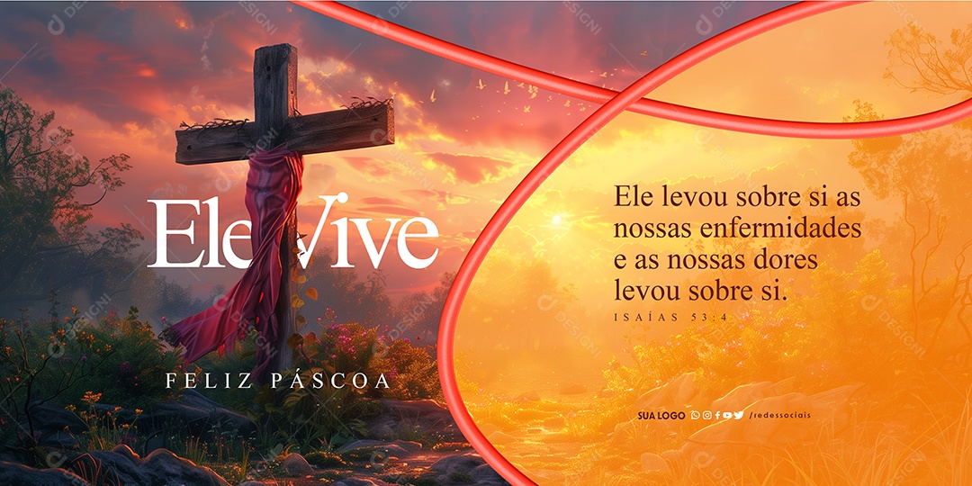 Carrossel Páscoa Nossas Dores Levou Sobre Si Social Media PSD Editável