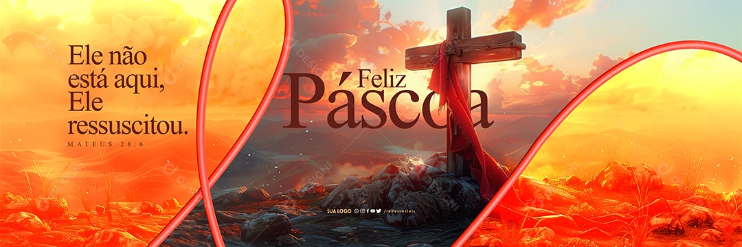 Carrossel Páscoa Ele Ressuscitou Social Media PSD Editável