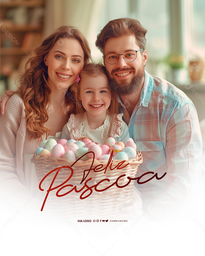 Páscoa Família Social Media PSD Editável