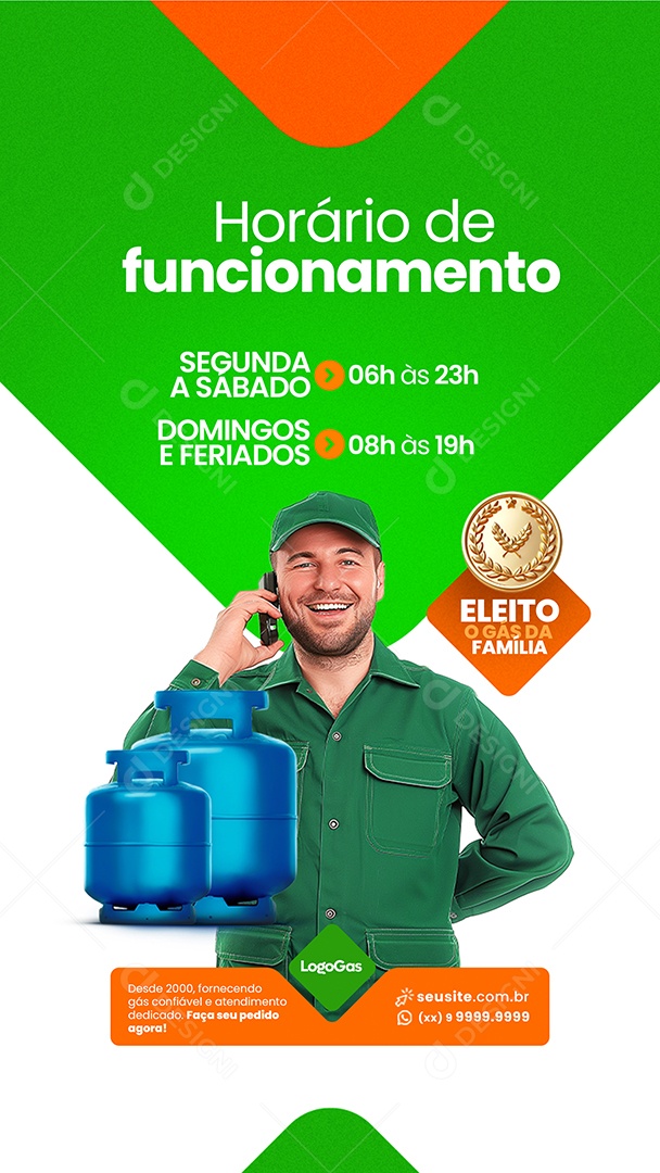 Story Distribuidor de Gás Horário de Funcionamento Social Media PSD Editável