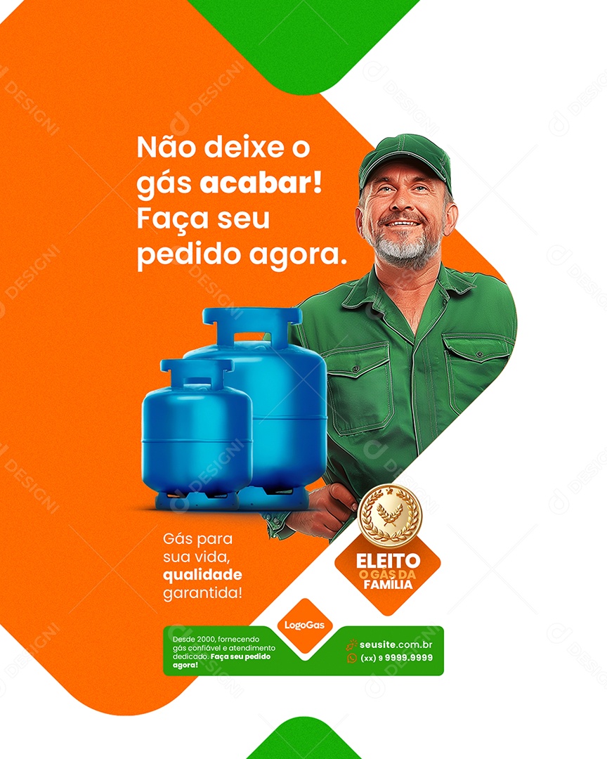 Distribuidor de Gás Não Deixe o Gás Acabar Social Media PSD Editável