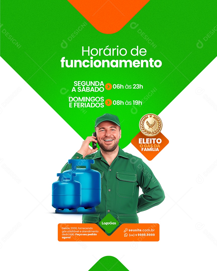 Distribuidor de Gás Horário de Funcionamento Social Media PSD Editável
