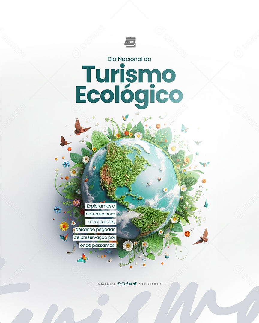 Dia Nacional do Turismo Ecológico Passos Leves Social Media PSD Editável