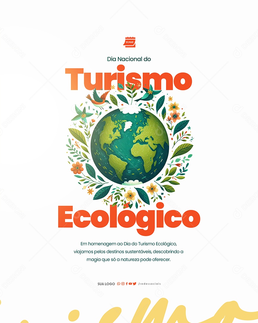 Dia Nacional do Turismo Ecológico Descobrindo a Magia da Natureza Social Media PSD Editável