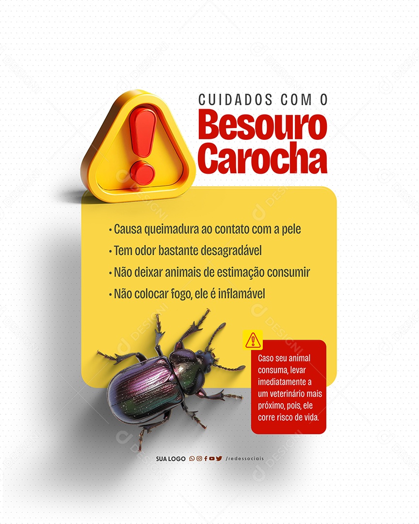 Dedetizadora Besouro Carocha Cuidados Social Media PSD Editável