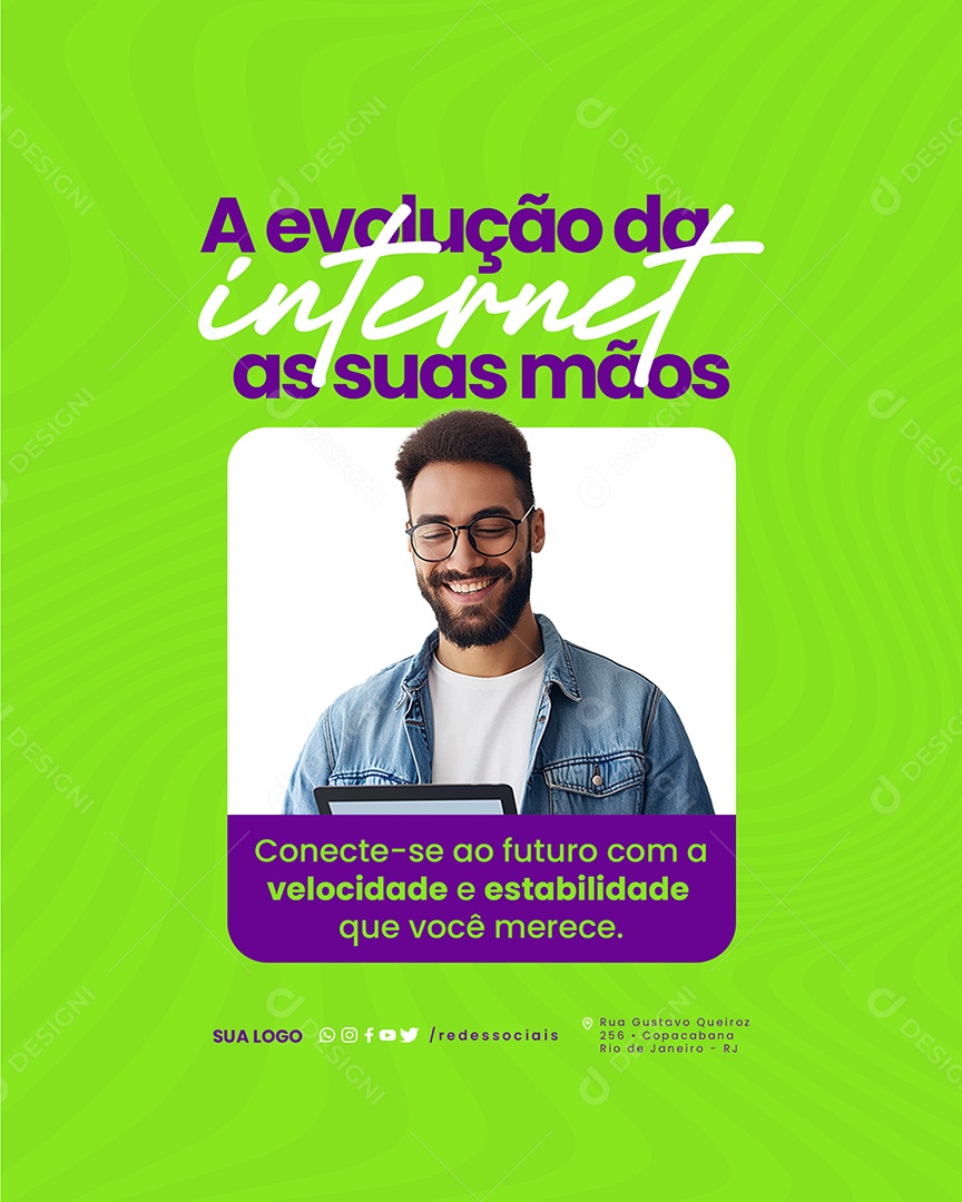 Provedor de Internet Velocidade e Estabilidade que Você Merece Social Media PSD Editável