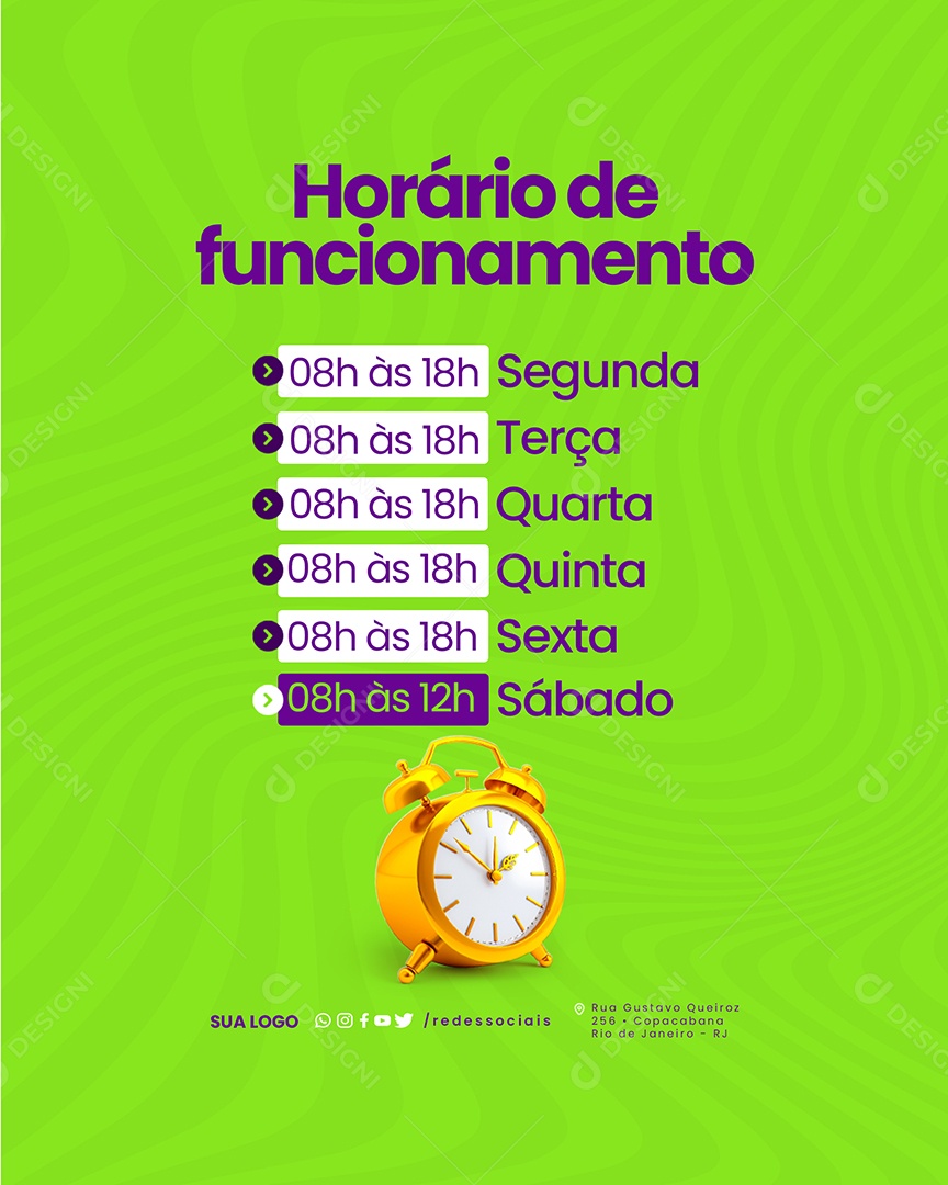 Provedor de Internet Horário de Funcionamento Social Media PSD Editável
