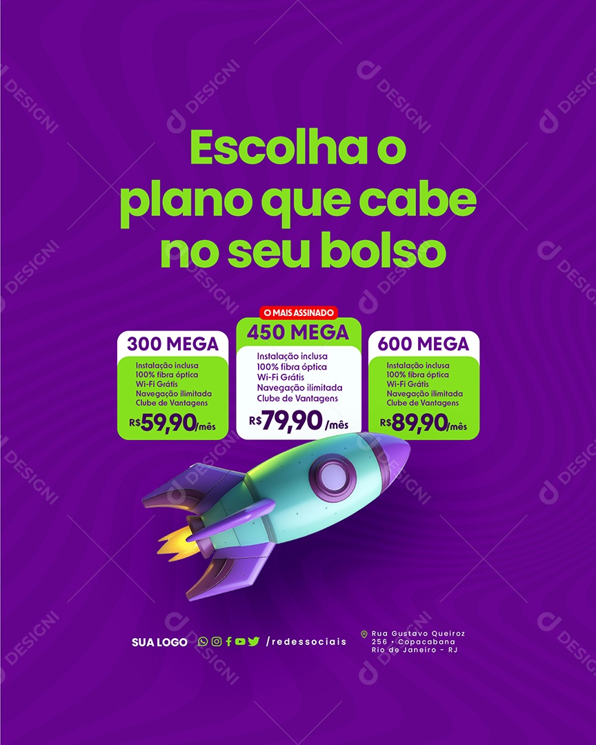 Provedor de Internet Escolha o Plano que Cabe no Seu Bolso Social Media PSD Editável