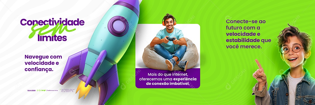 Carrossel Provedor de Internet Navegue com Velocidade e Confiança Social Media PSD Editável