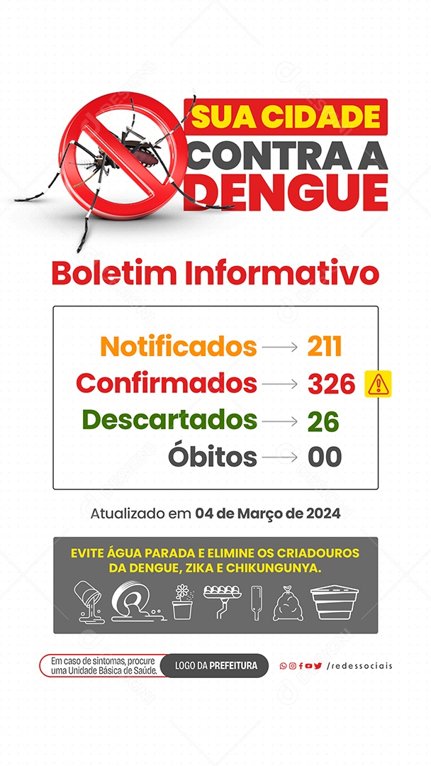 Story Sua Cidade Contra a Dengue Boletim Informativo Social Media PSD Editável