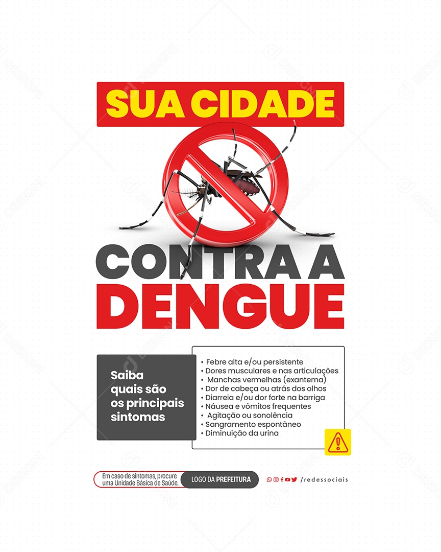 Social Media Sua Cidade Contra a Dengue Principais Sintomas Social Media PSD Editável