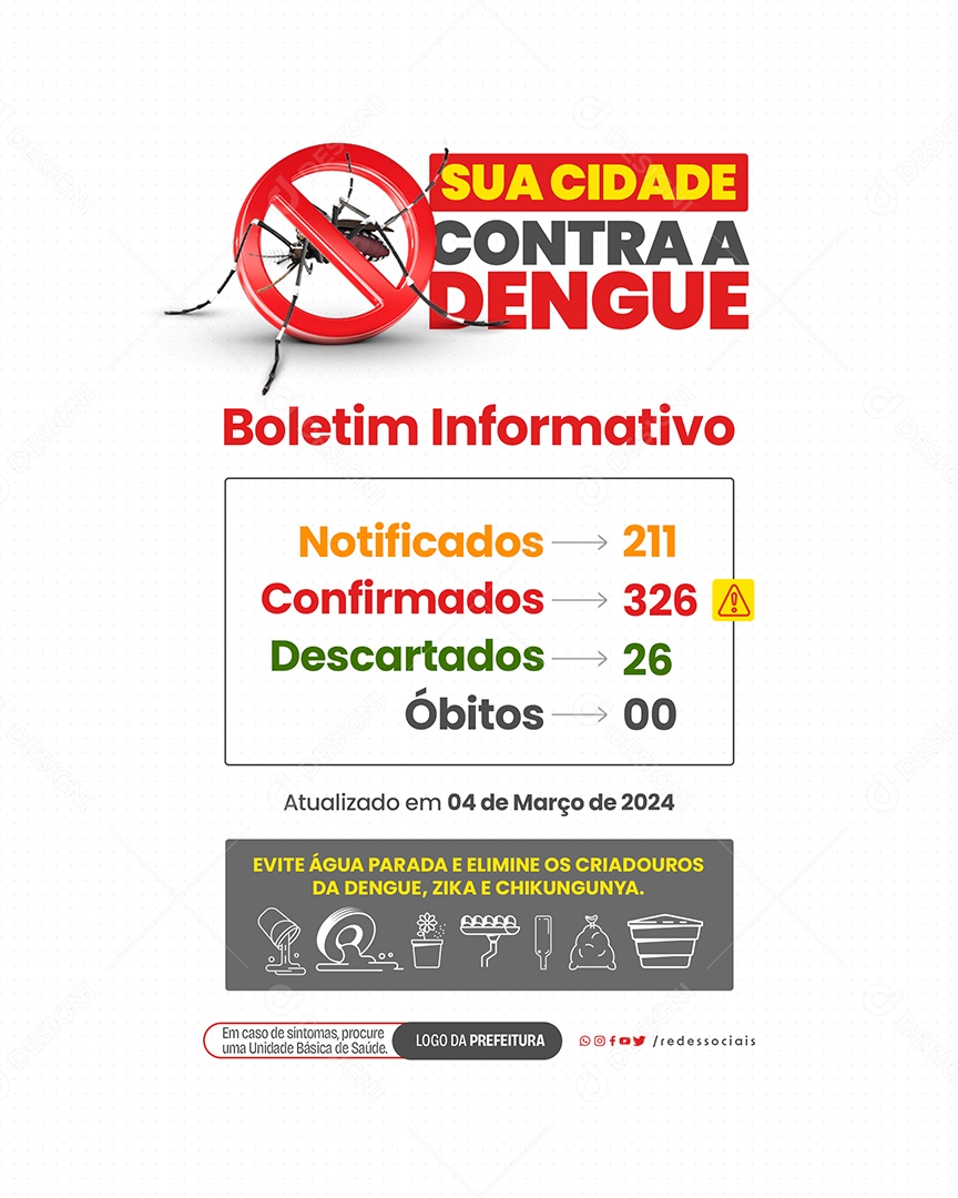 Social Media Sua Cidade Contra a Dengue Boletim Informativo Social Media PSD Editável