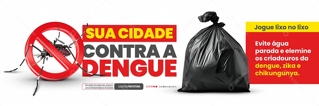 Carrossel Sua Cidade Contra a Dengue Jogue Lixo no Lixo Social Media PSD Editável