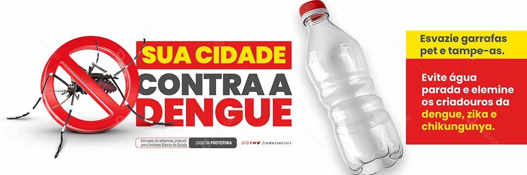 Carrossel Sua Cidade Contra a Dengue Esvazie Garrafas Pet Social Media PSD Editável