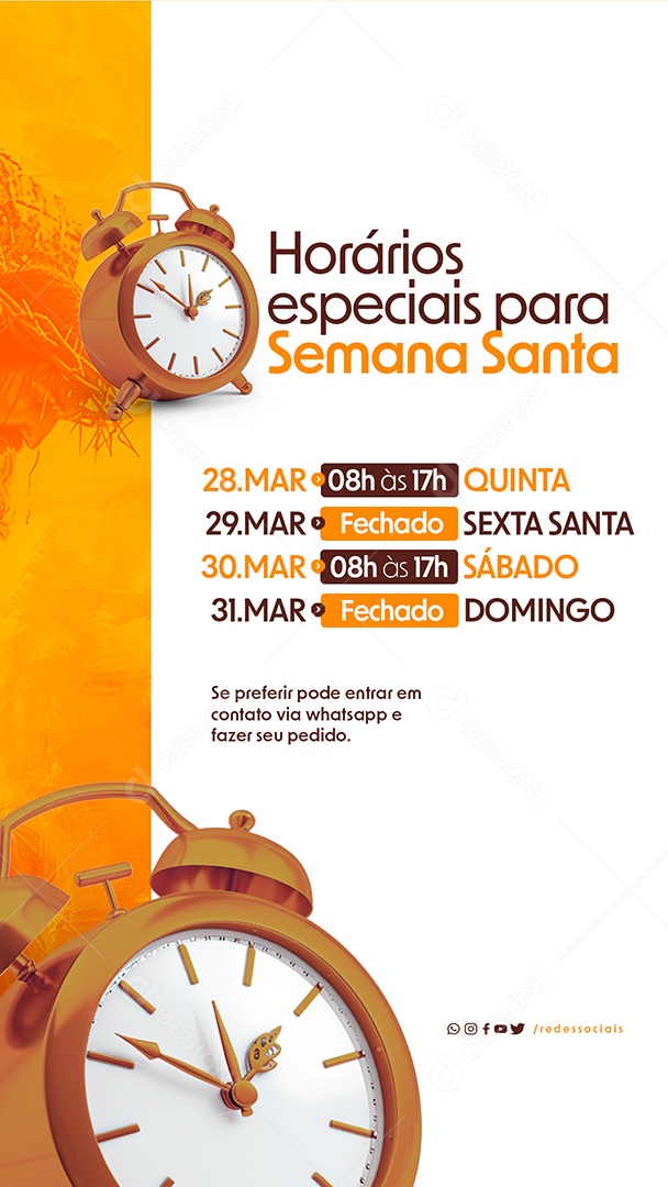 Story Horários Especiais Semana Santa Social Media PSD Editável
