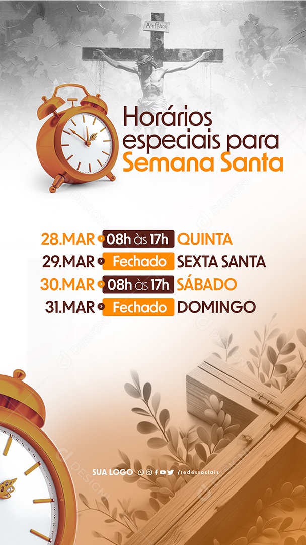 Story Horários Especiais Semana Santa Social Media PSD Editável