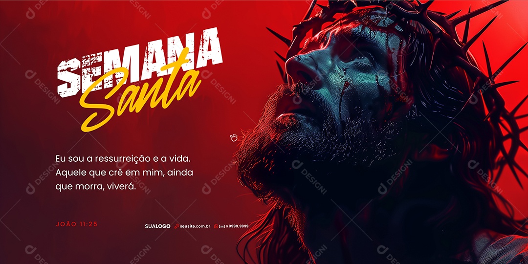 Carrossel Semana Santa Eu Sou a Ressureição Social Media PSD Editável