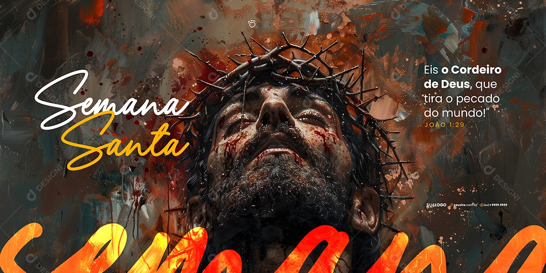 Carrossel Semana Santa Eis o Cordeiro de Deus Social Media PSD Editável