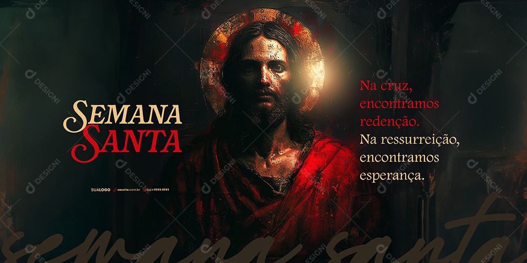 Carrossel Semana Santa Na Cruz Encontramos Redenção Social Media PSD Editável