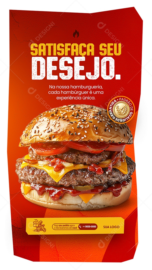 Story Hamburgueria Satisfaça seu Desejo Social Media PSD Editável