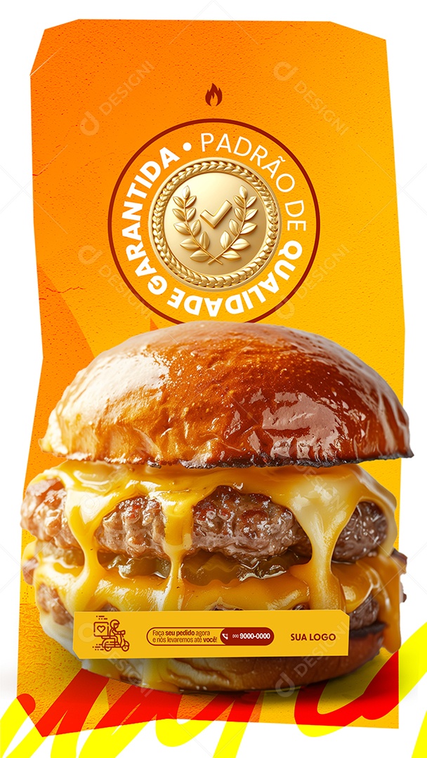 Story Hamburgueria Padrão de Qualidade Garantida Social Media PSD Editável