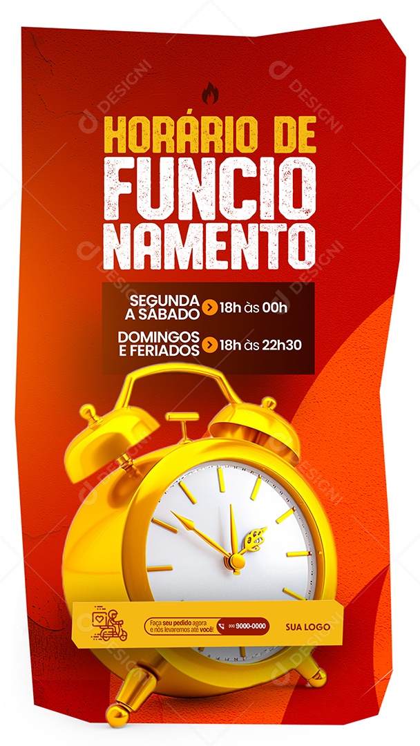 Story Hamburgueria Horário de Funcionamento Social Media PSD Editável