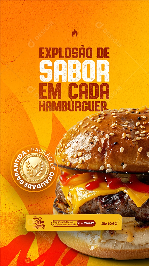 Story Hamburgueria Explosão de Sabor em Cada Hambúrguer Social Media PSD Editável