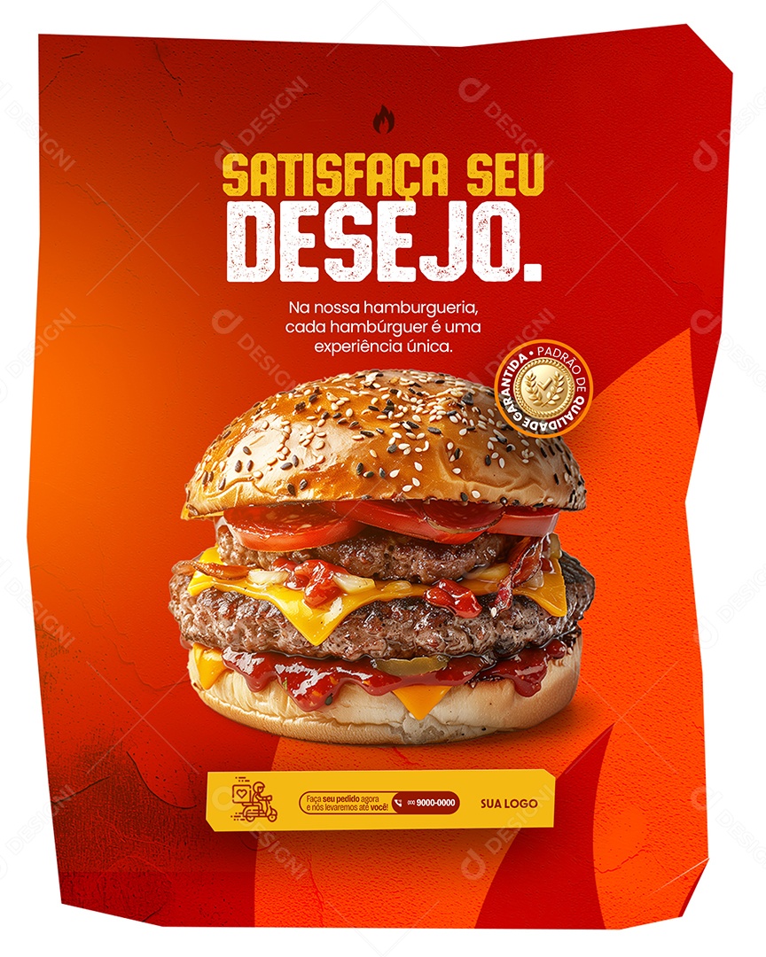 Hamburgueria Satisfaça seu Desejo Social Media PSD Editável