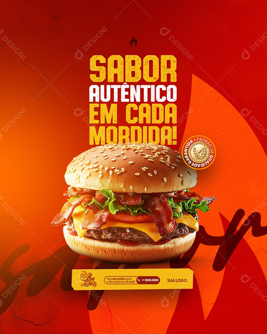 Hamburgueria Sabor Autêntico em Cada Mordida Social Media PSD Editável