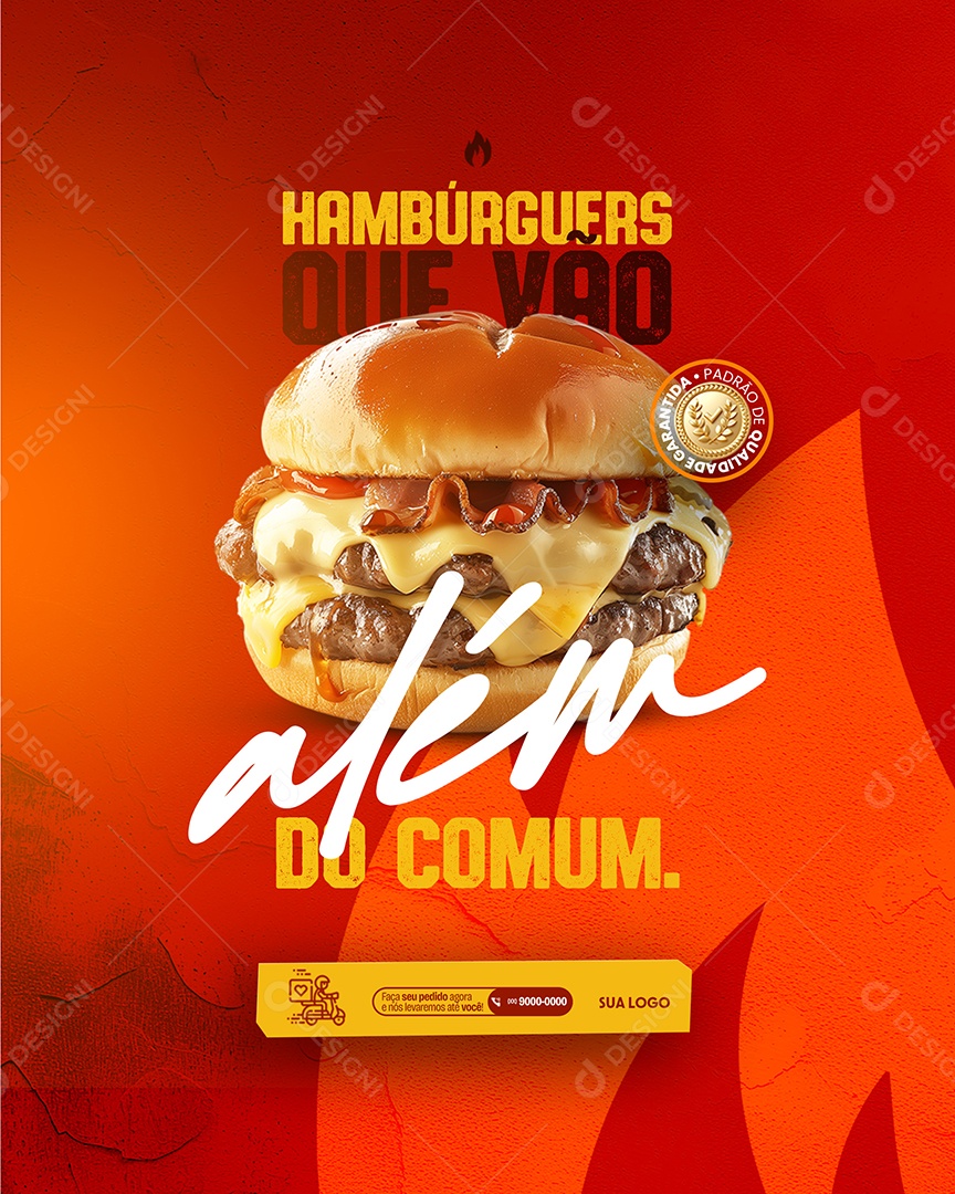 Hamburgueria Hambúrguers Que Vão Além do Comum Social Media PSD Editável