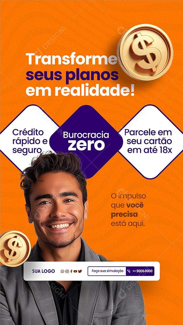 Story Empréstimo Transforme Seus Planos em Realidade Social Media PSD Editável