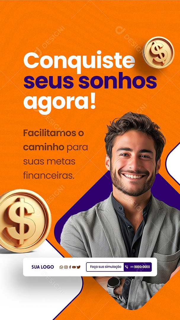 Story Empréstimo Conquiste Seus Sonhos Agora Social Media PSD Editável