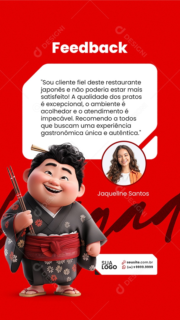 Story Comida Japonesa Feedback Social Media PSD Editável