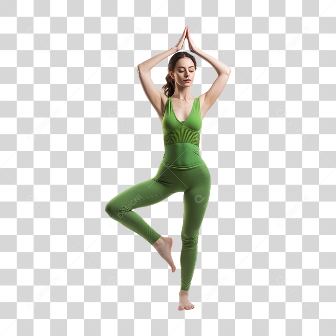 Mulher se Alongando Yoga PNG Transparente