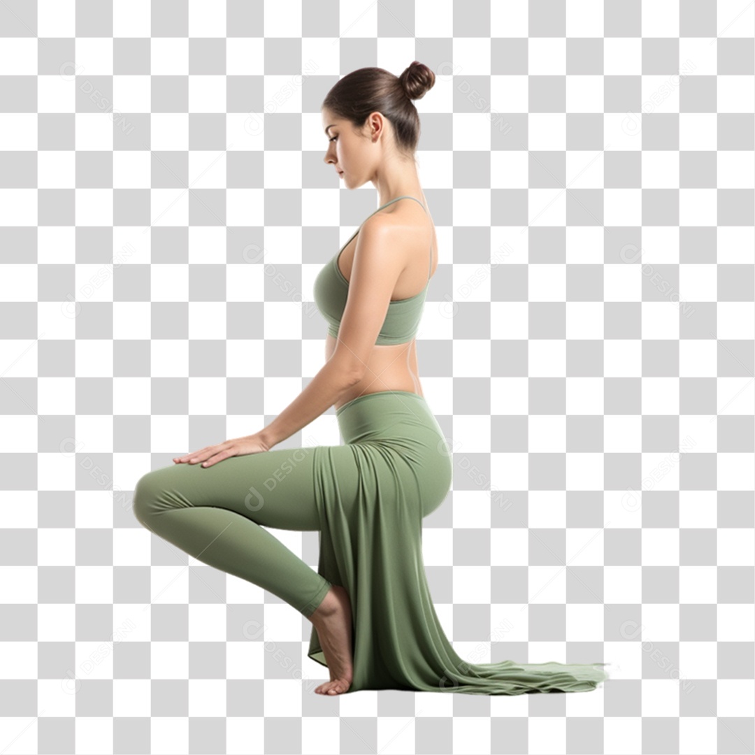 Mulher se Alongando Yoga PNG Transparente