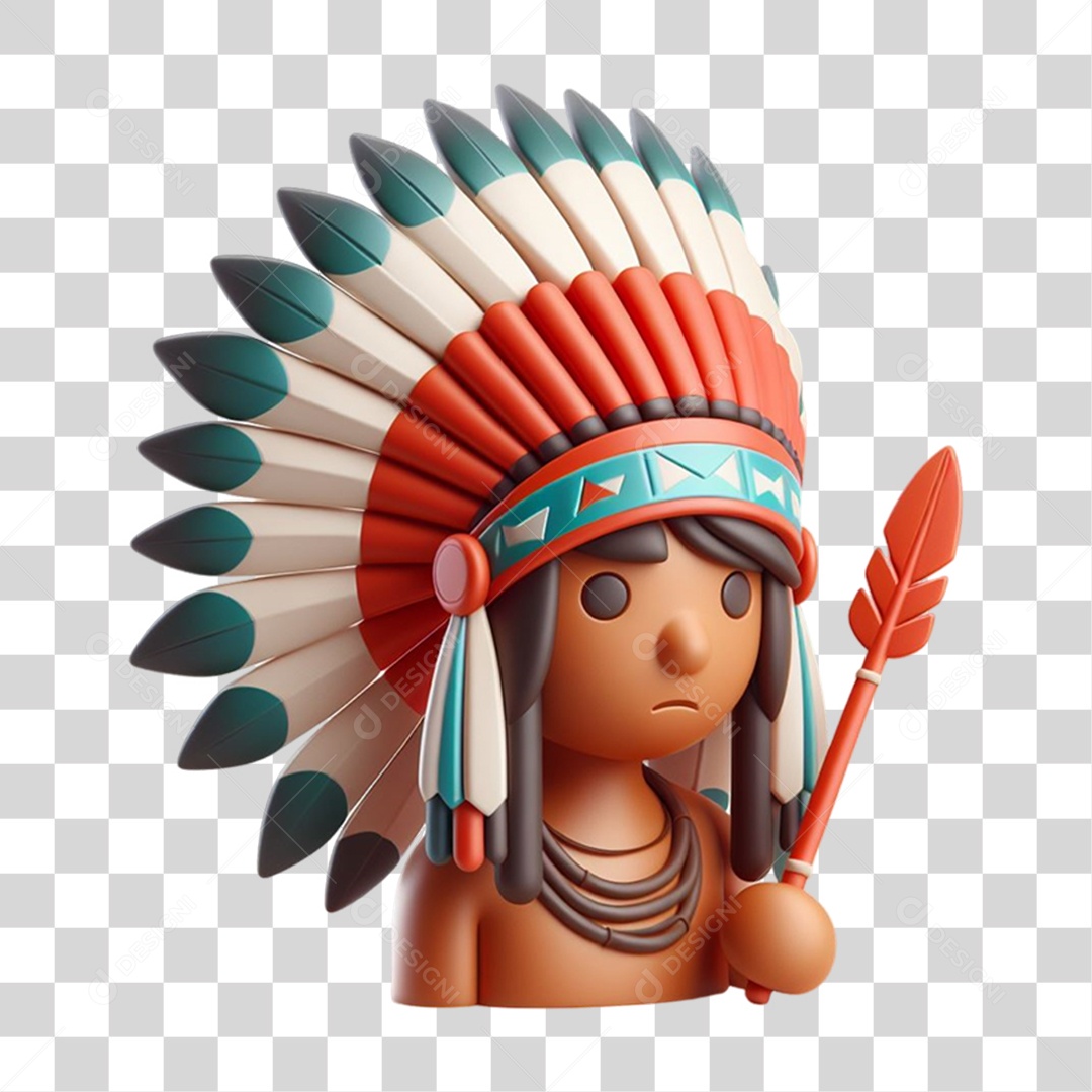 Elemento 3D Índio de Madeira Modelo Desenho PNG Transparente