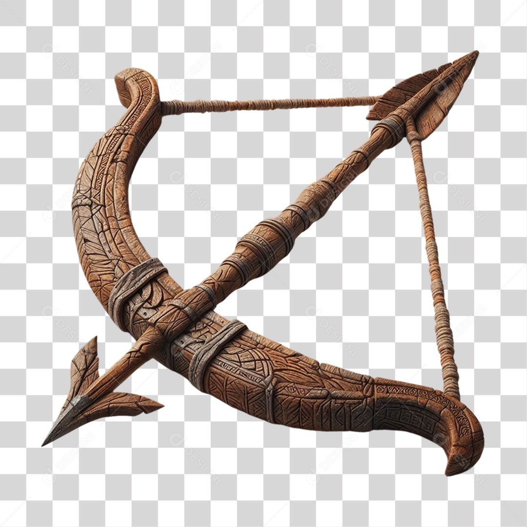 Elemento 3D Arco e Flecha de Madeira PNG Transparente
