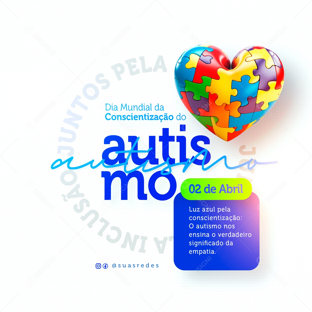 Dia Mundial da Conscientização do Autismo 02 de Abril Luz Azul Social Media PSD Editável