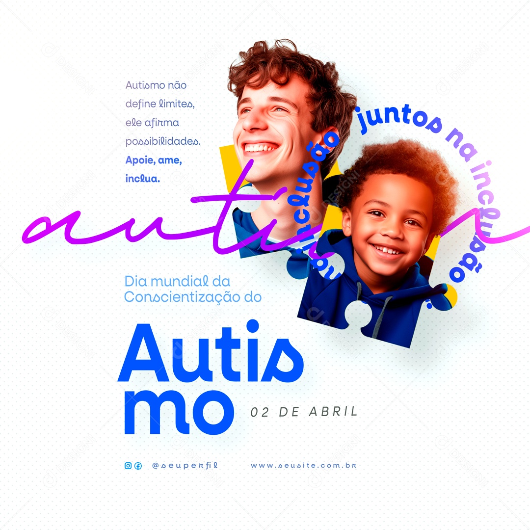 Abril Azul Autismo não Define Limites ele Afirma Possibilidades Social Media PSD Editável
