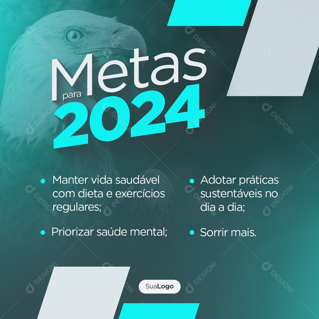 Metas para 2024 Social Media PSD Editável