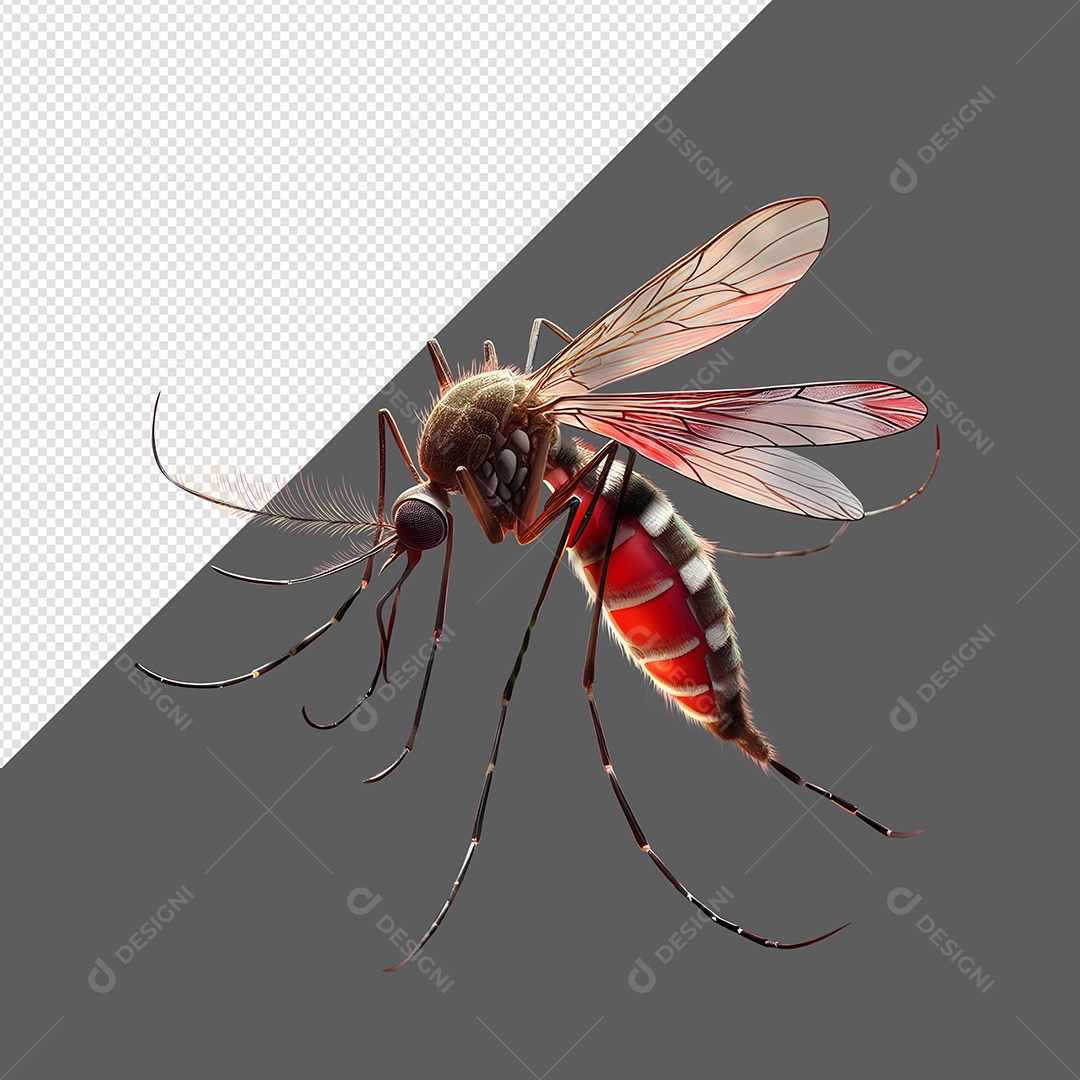 Mosquito da Dengue Elemento 3D para Composição PSD