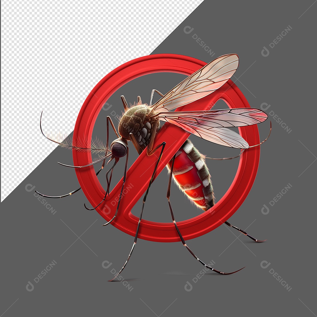 Mosquito da Dengue Elemento 3D para Composição PSD