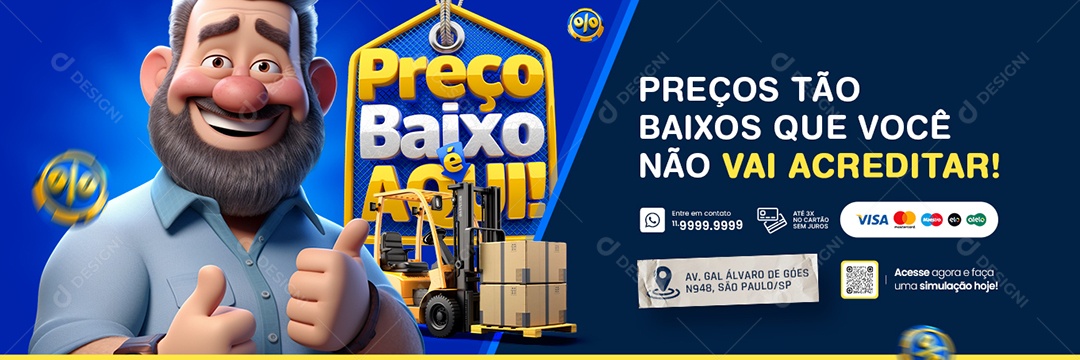 Banner Atacadista Preço Baixo é Aqui Social Media PSD Editável